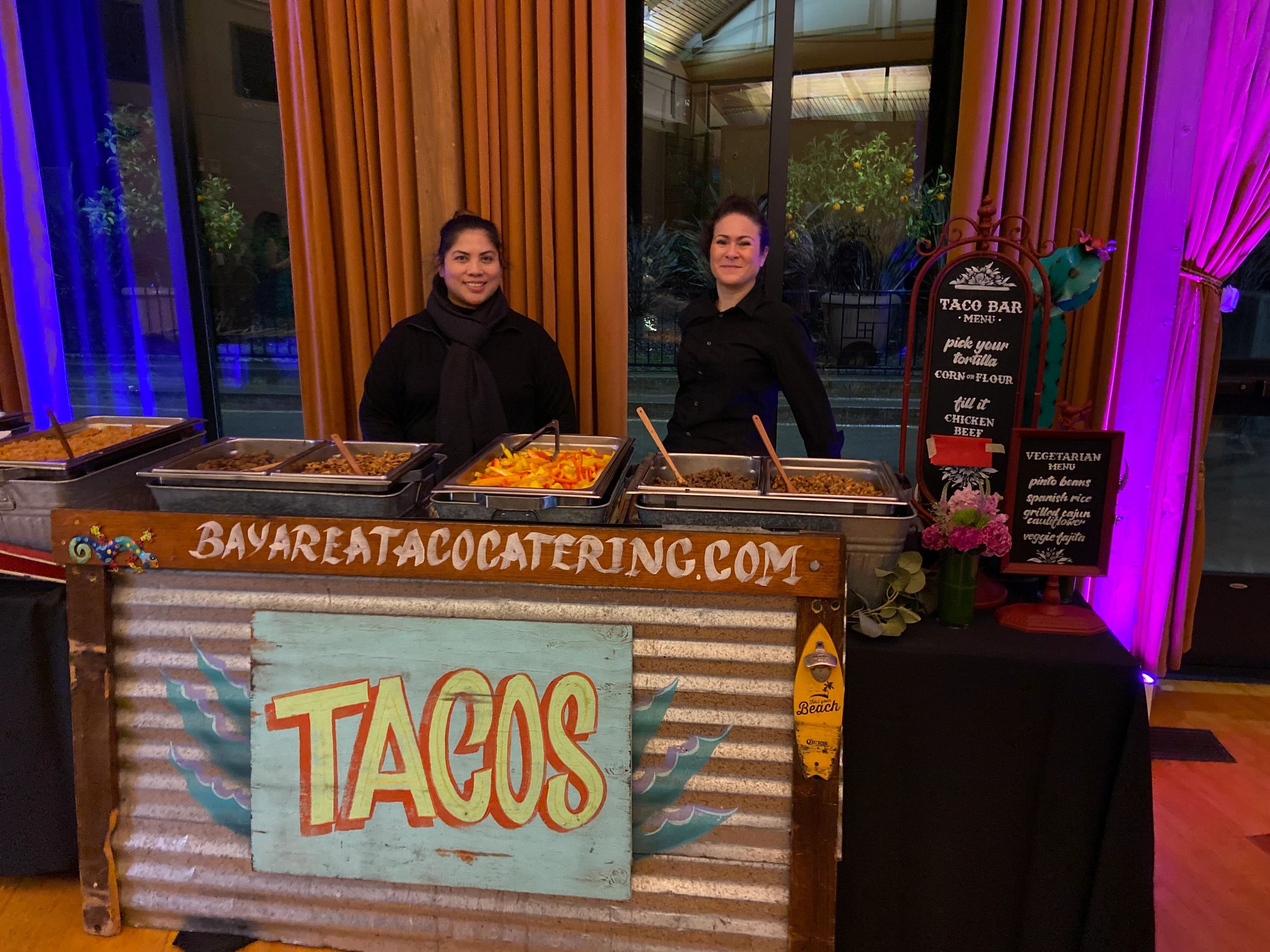Taco catering buffet spread